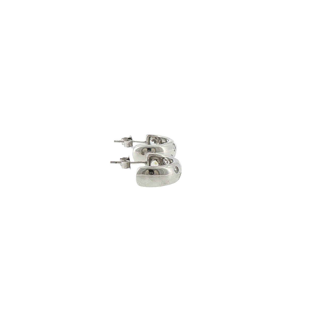 Silver Flush-Set Hoop Earrings