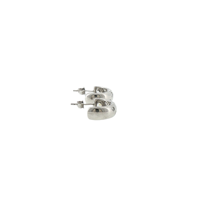 Silver Flush-Set Hoop Earrings