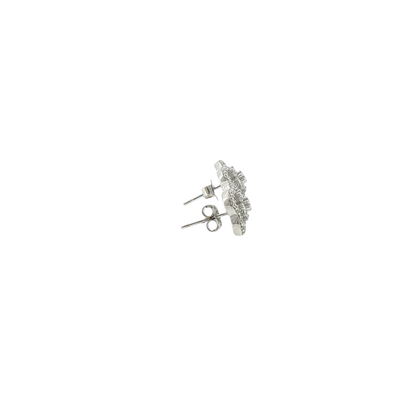 Silver Floral Openwork Stud Earrings