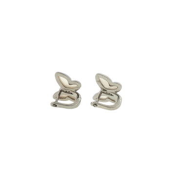 Silver Pearl Inlay Butterfly Stud Earrings