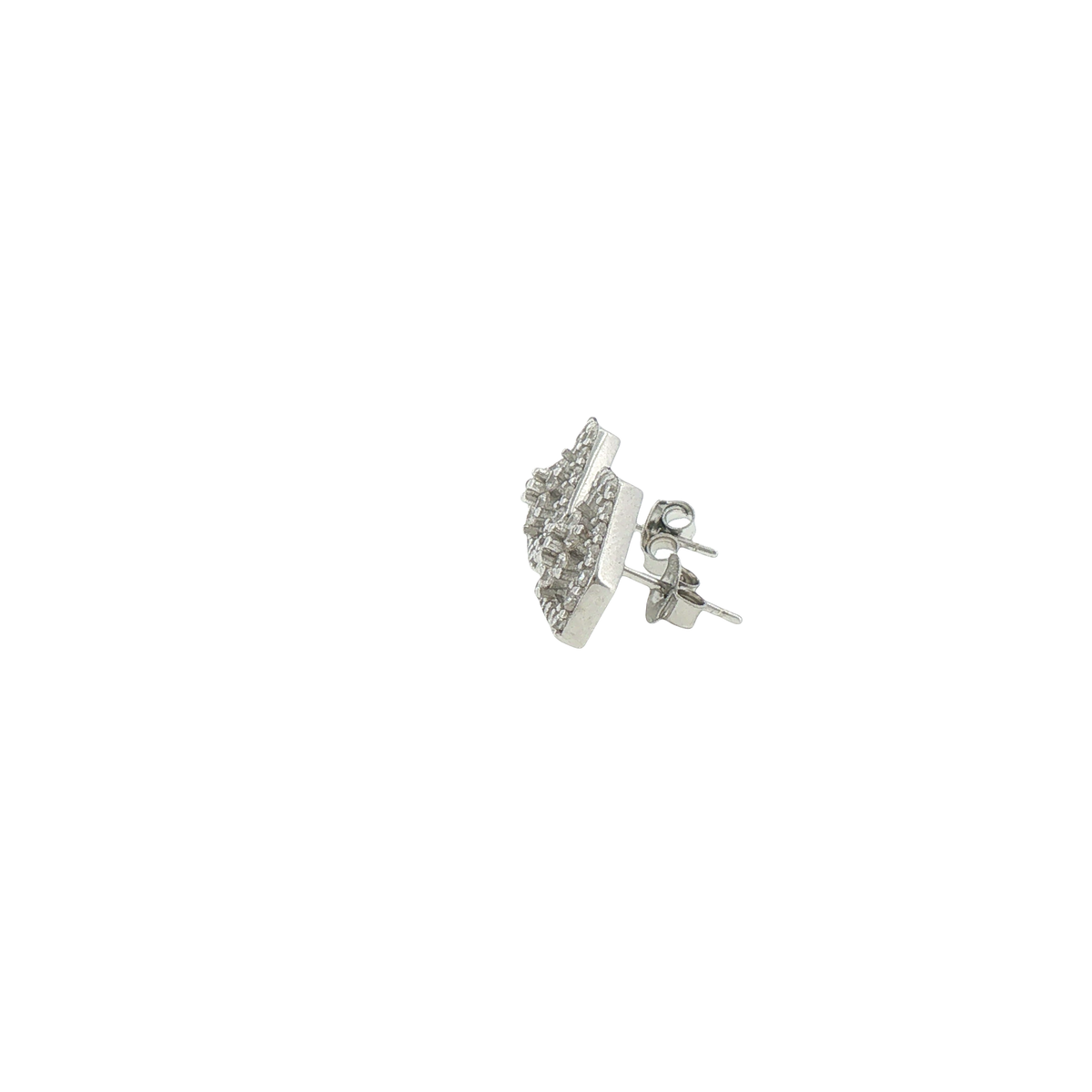 Silver Geometric Stone Cluster Stud Earrings