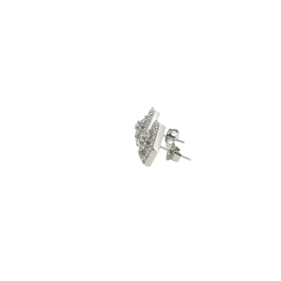 Silver Geometric Stone Cluster Stud Earrings