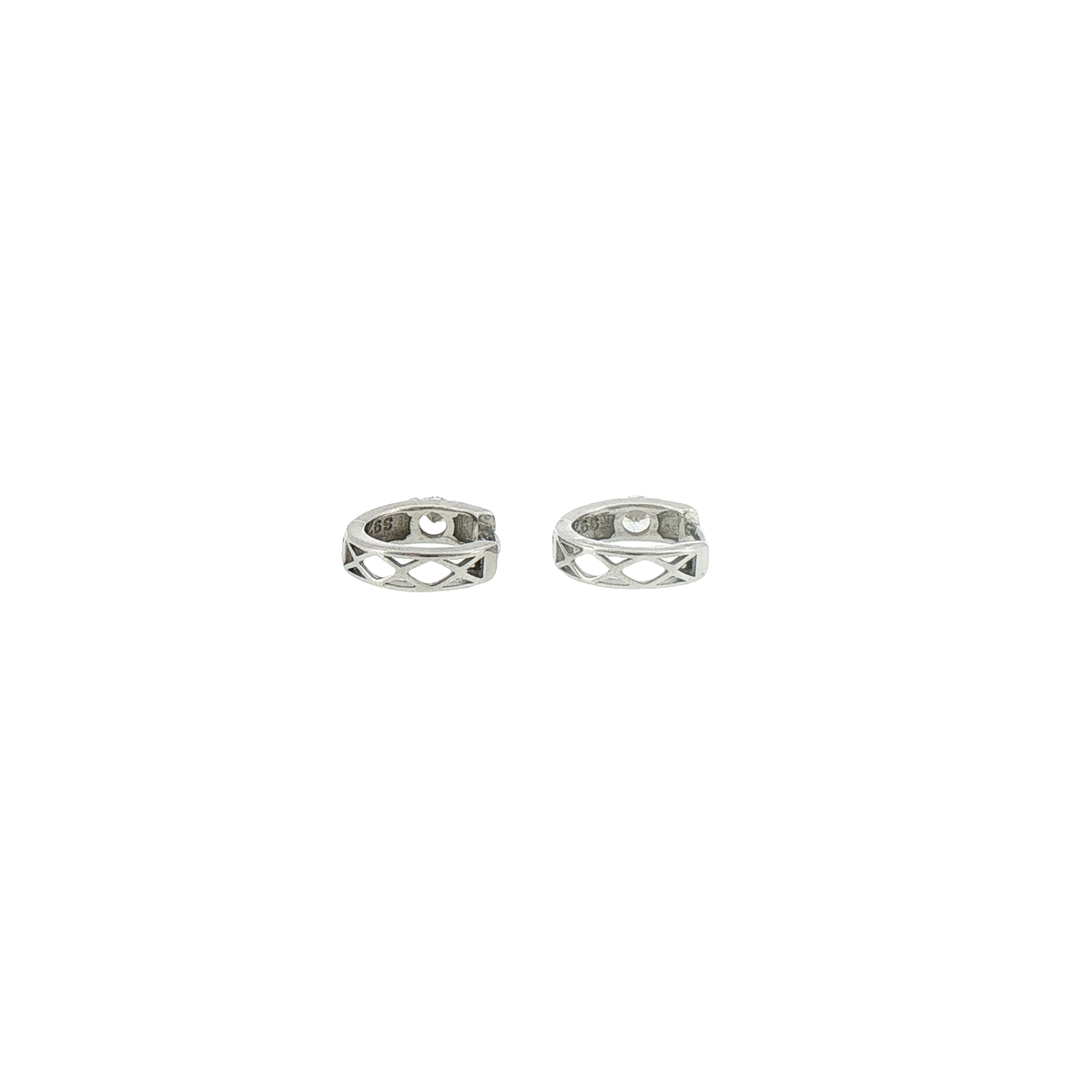 Silver Stone Accent Huggie Hoop Earrings