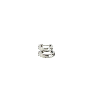 Silver Stone Accent Huggie Hoop Earrings