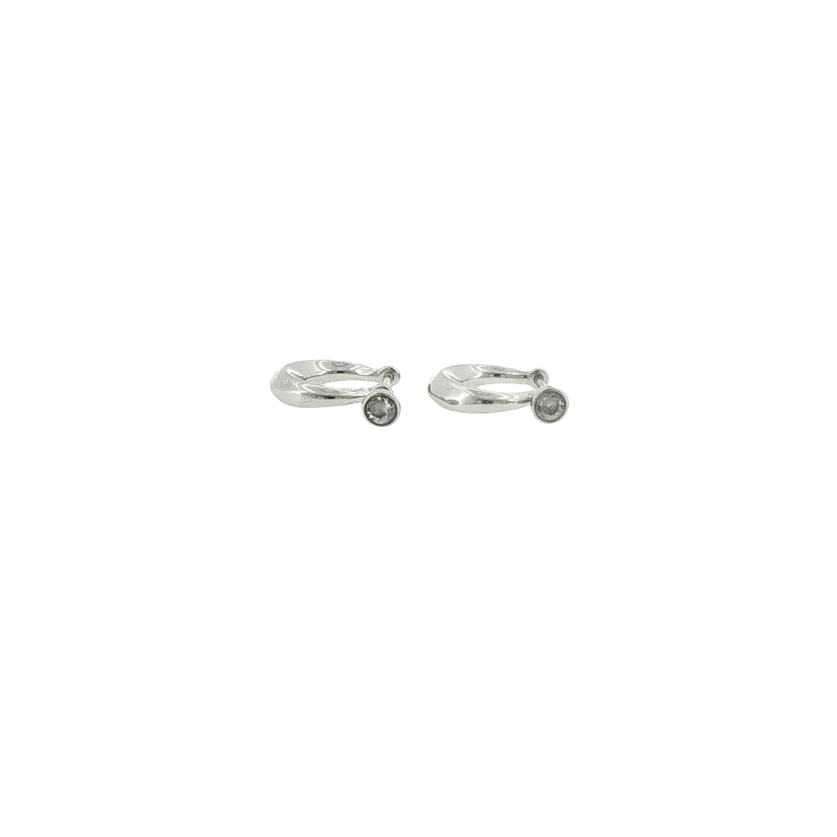 Silver Bezel-Set Hoop Earrings