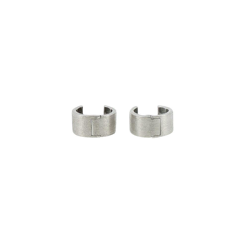 Silver Wide Brushed Hinged Hoop Earrings
