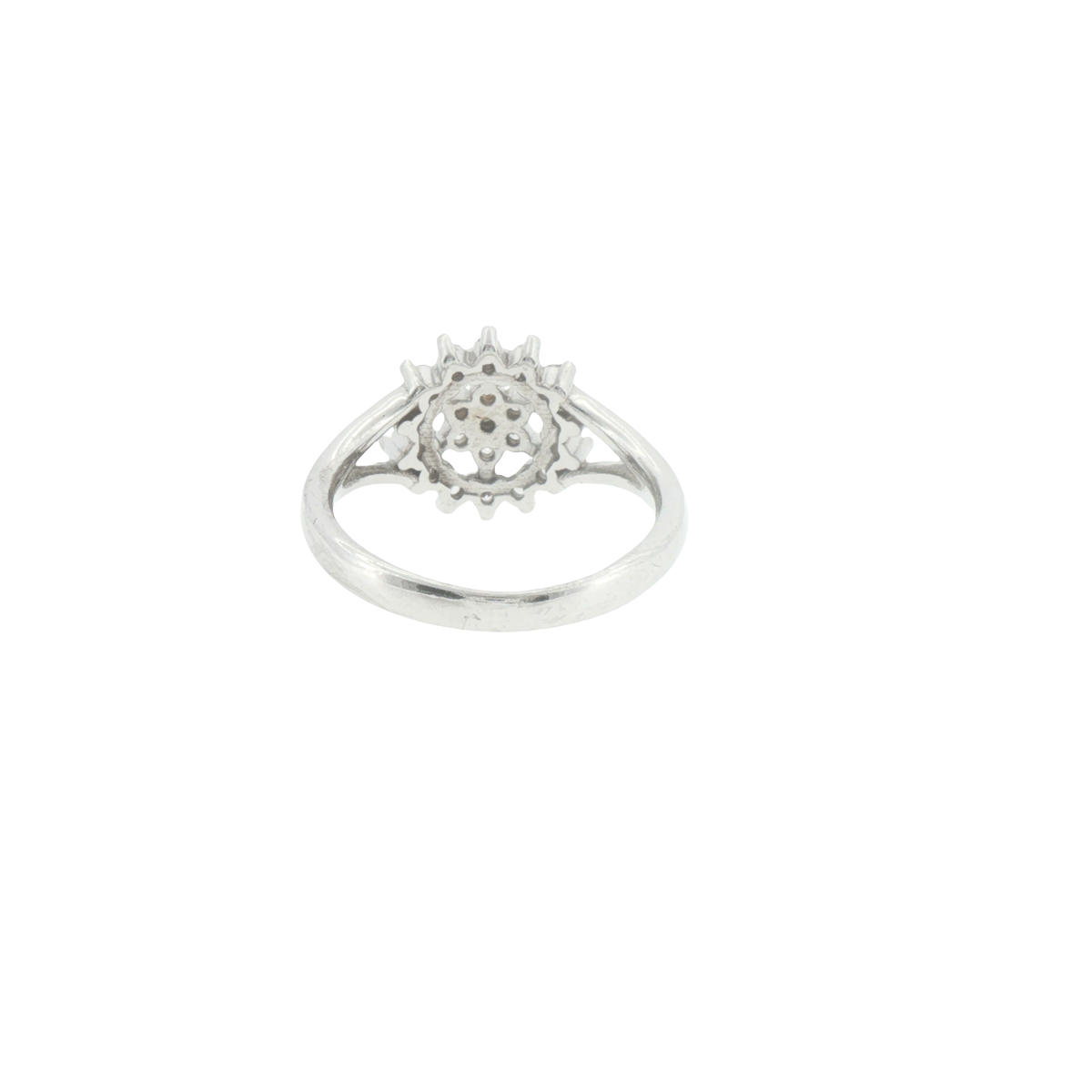 Silver Floral Cluster Ring with Split Shank