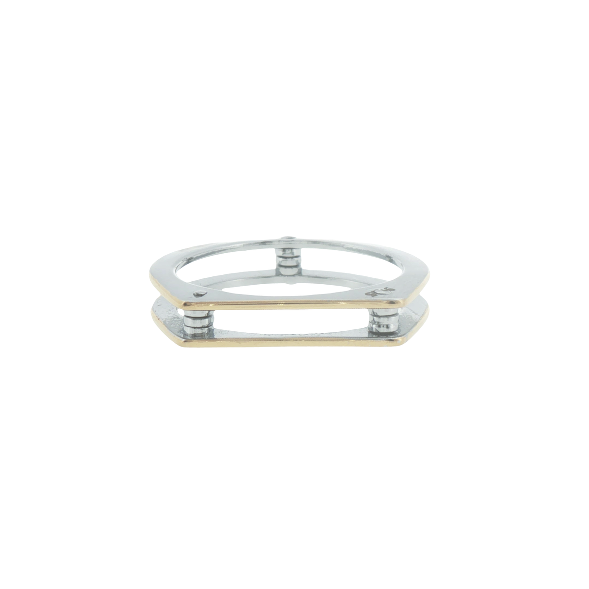 Silver Modern Architectural Double Band Ring