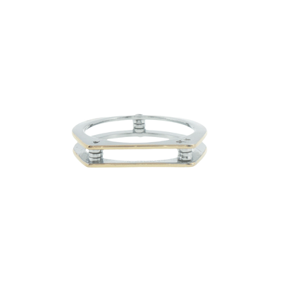Silver Modern Architectural Double Band Ring