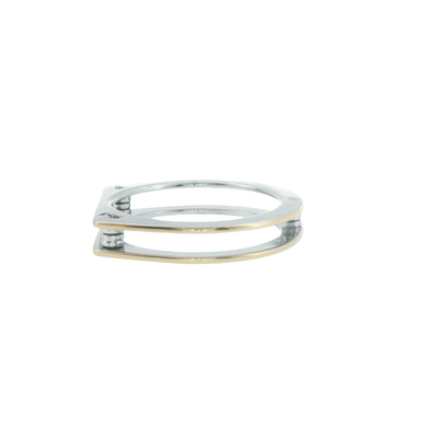 Silver Modern Architectural Double Band Ring