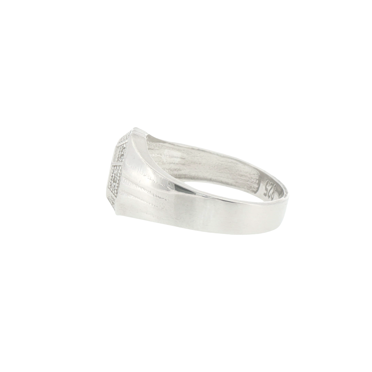 Silver Octagonal Pave Signet Ring