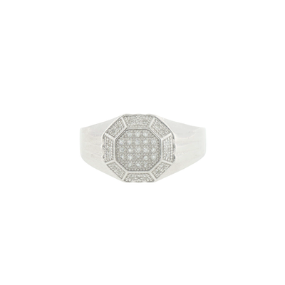 Silver Octagonal Pave Signet Ring