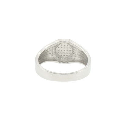 Silver Octagonal Pave Signet Ring