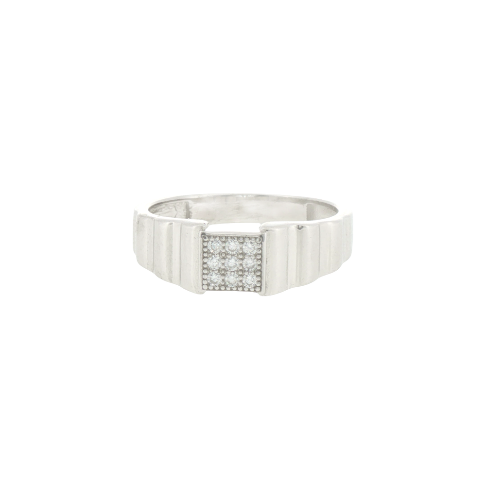 Silver Stone Cluster Signet Ring
