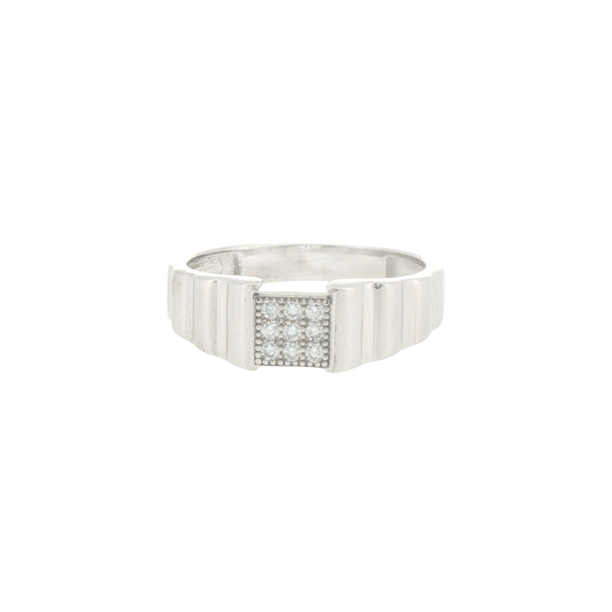 Silver Stone Cluster Signet Ring