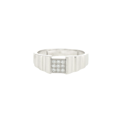 Silver Stone Cluster Signet Ring