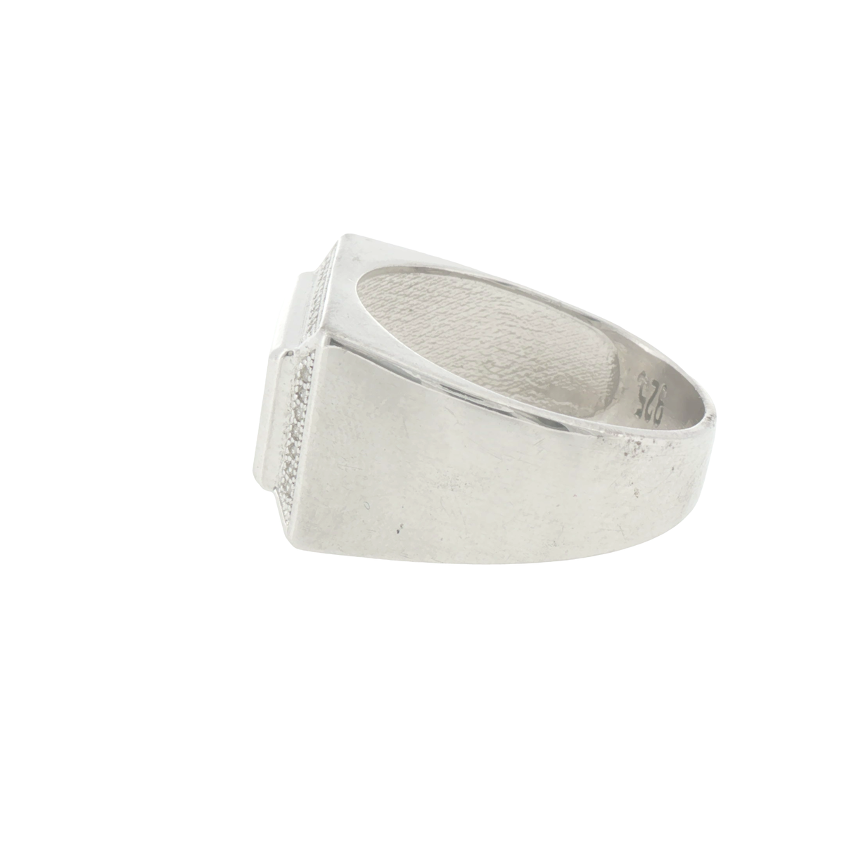 Silver Stone Pave Rectangular Signet Ring