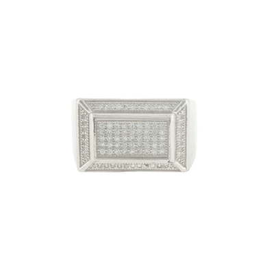 Silver Stone Pave Rectangular Signet Ring