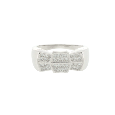 Silver Pavé Bow Motif Band Ring
