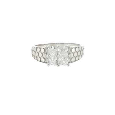 Silver Quad with Honeycomb Band Ring
