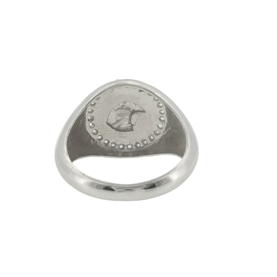 Silver Onyx Signet with Eagle Motif Ring
