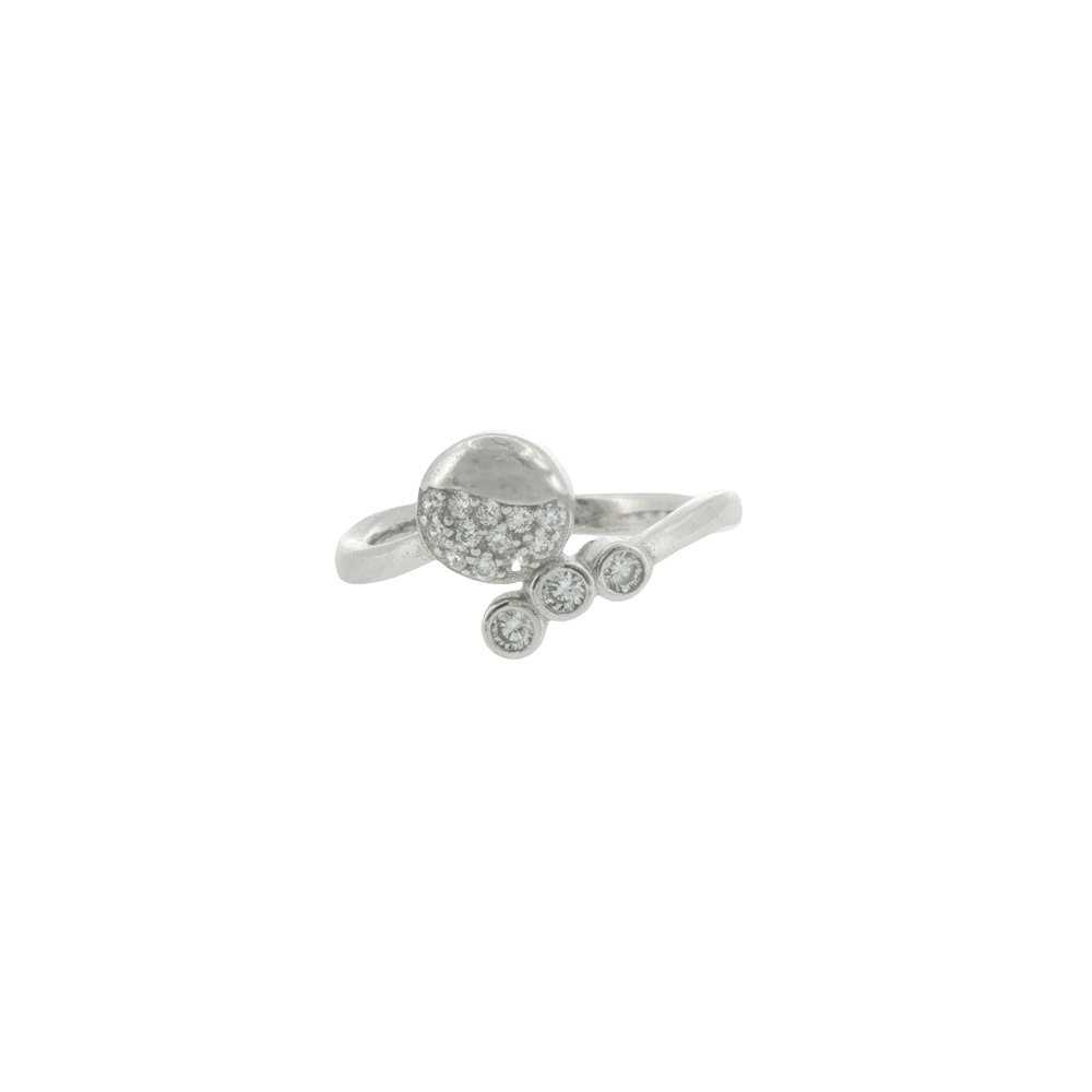 Silver Asymmetrical Multi-Stone Bypass Ring