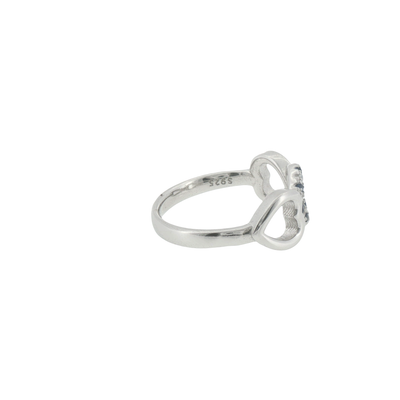 Silver Triple Heart Sapphire Multistone Ring