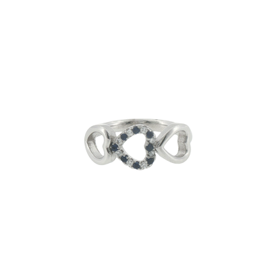 Silver Triple Heart Sapphire Multistone Ring