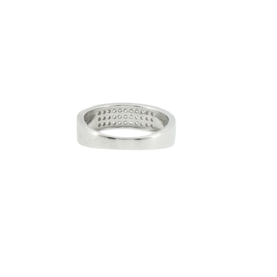 Silver Pave Stone Panel Band Ring