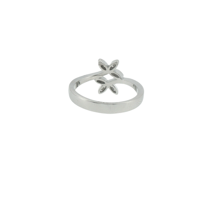 Silver Floral Bypass Ring