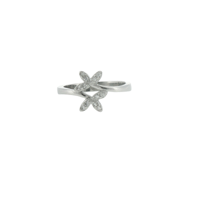 Silver Floral Bypass Ring