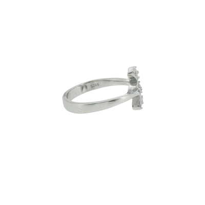 Silver Floral Bypass Ring