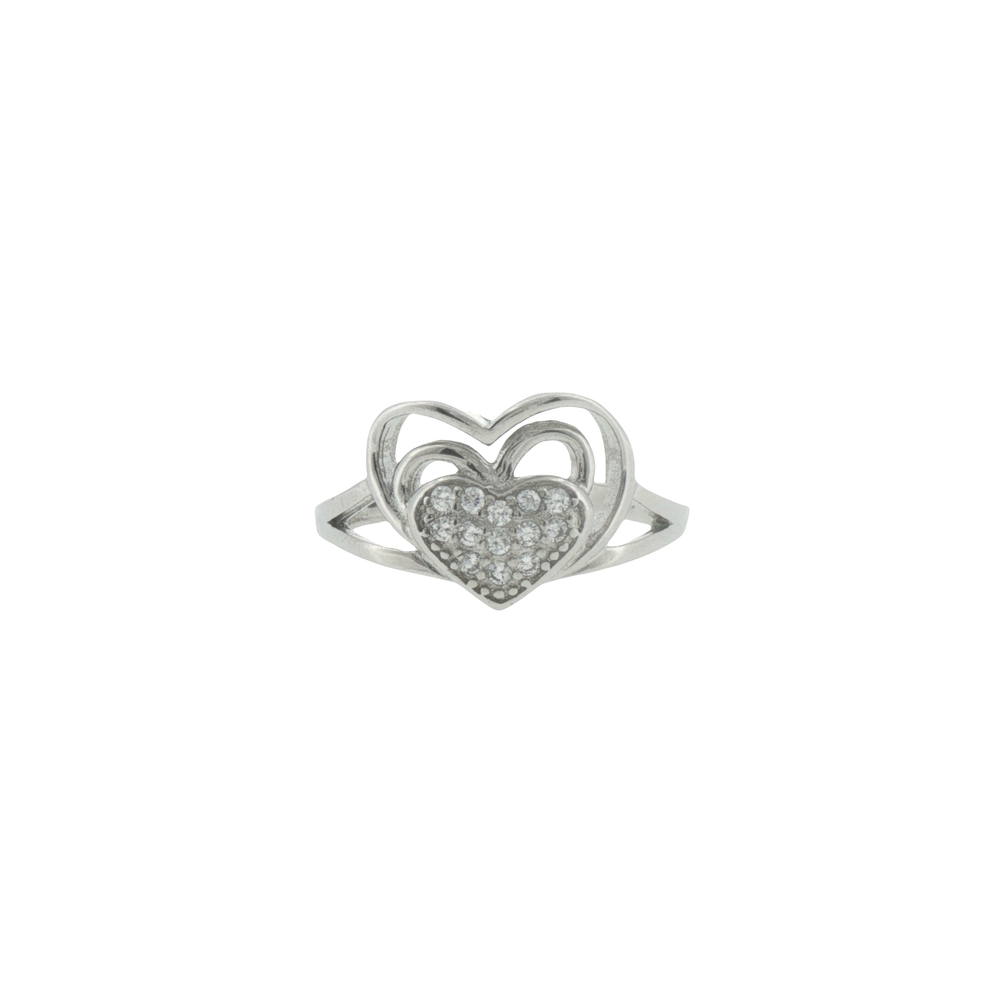 Silver Nested Heart Ring