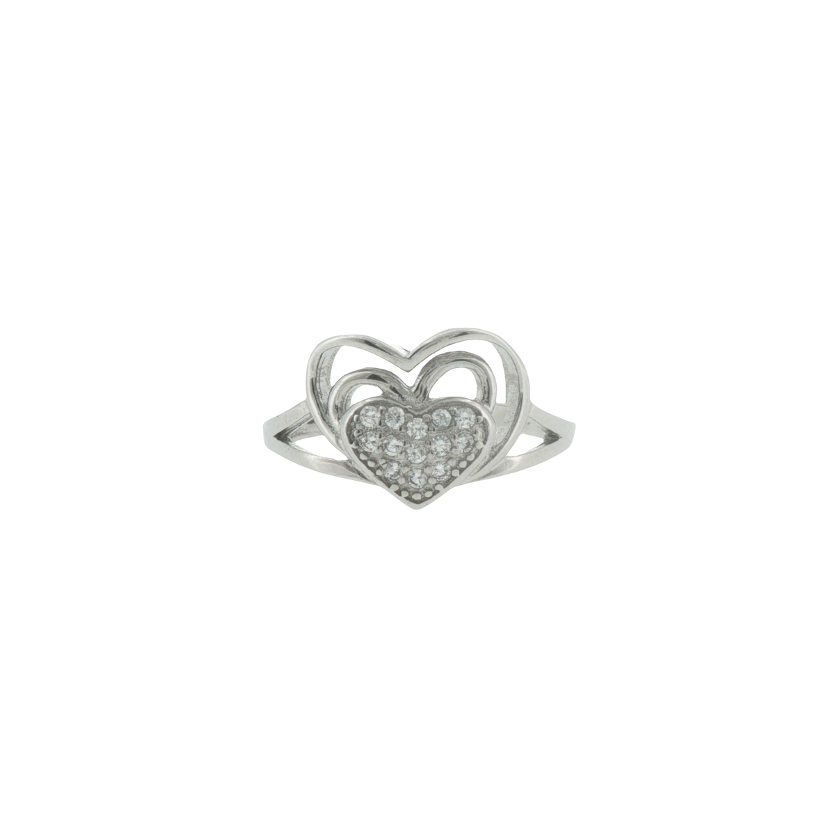 Silver Nested Heart Ring