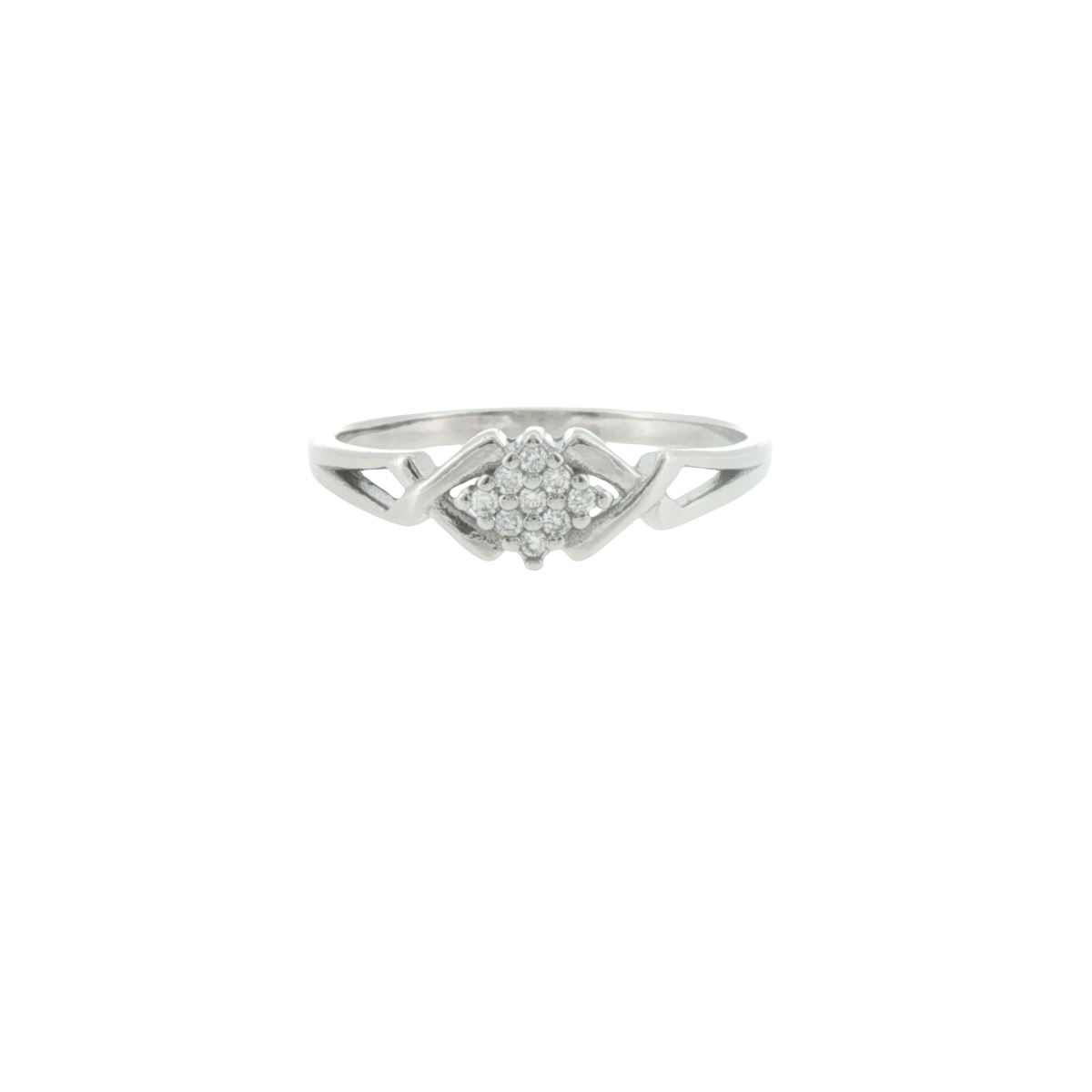 Silver Cluster Criss-Cross Ring