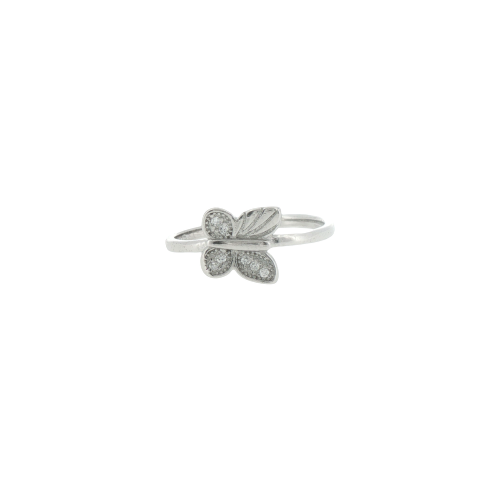 Silver Stone Butterfly Ring
