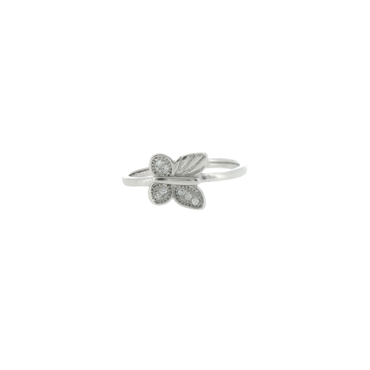 Silver Stone Butterfly Ring