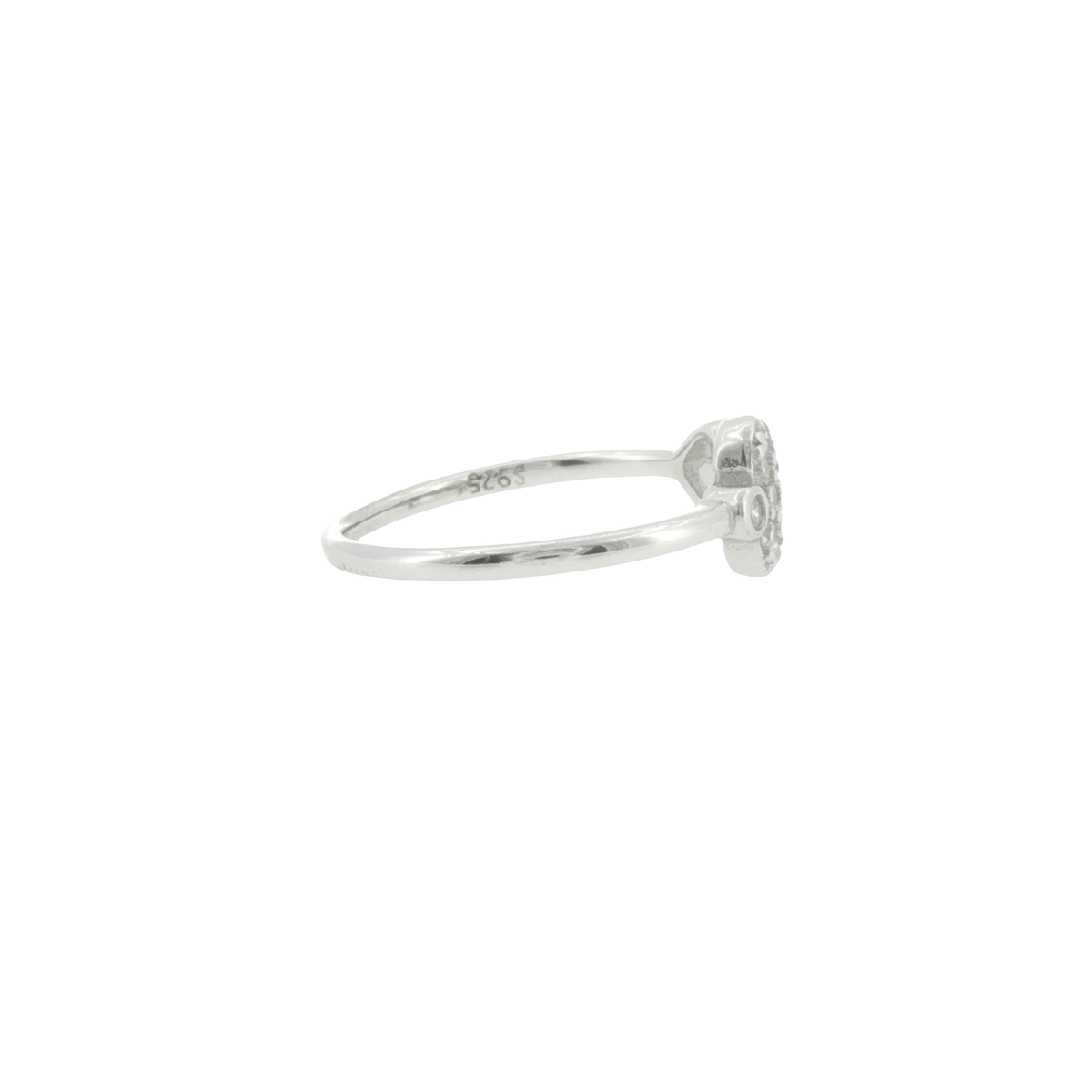 Silver Stone Heart Cluster Ring