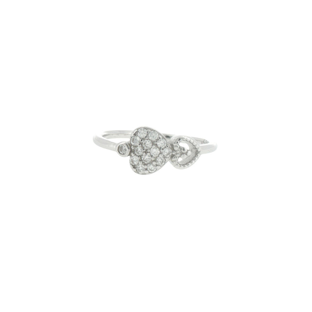 Silver Stone Heart Cluster Ring