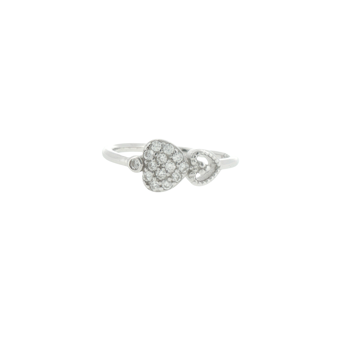 Silver Stone Heart Cluster Ring