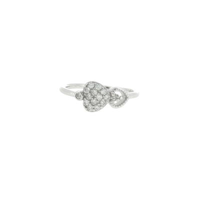 Silver Stone Heart Cluster Ring