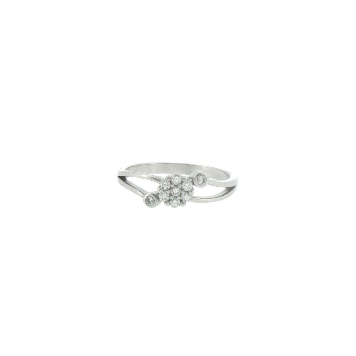 Silver Stone Cluster Split Shank Ring