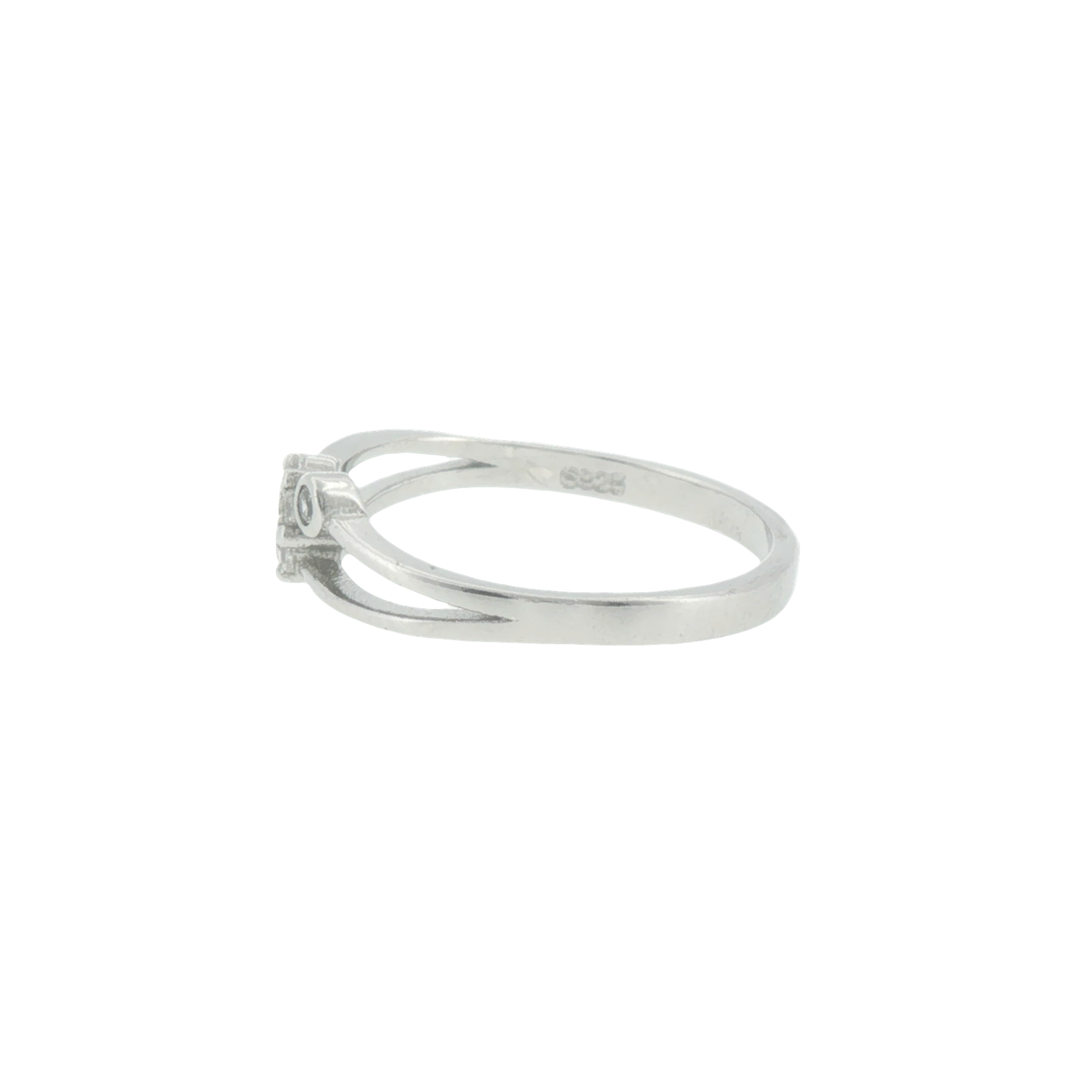 Silver Stone Cluster Split Shank Ring