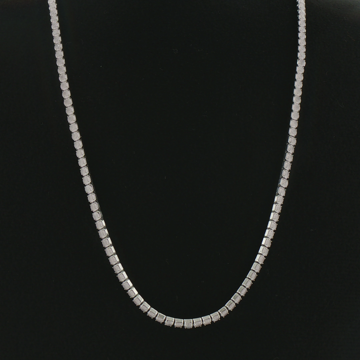 Silver Classic Pastel Pink Stone Tennis Necklace