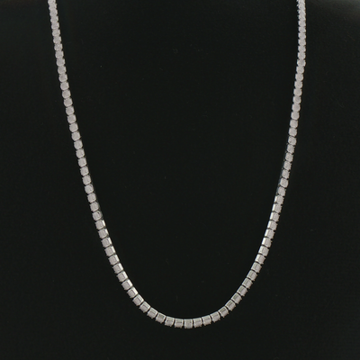 Silver Classic Pastel Pink Stone Tennis Necklace