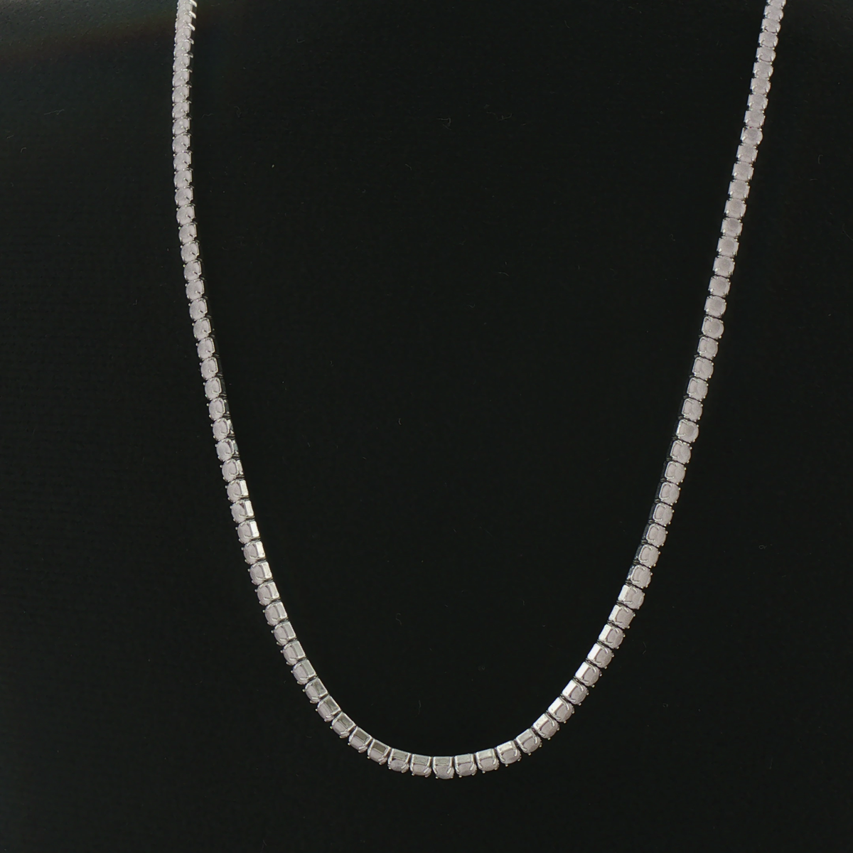 Silver Classic Pastel Pink Stone Tennis Necklace