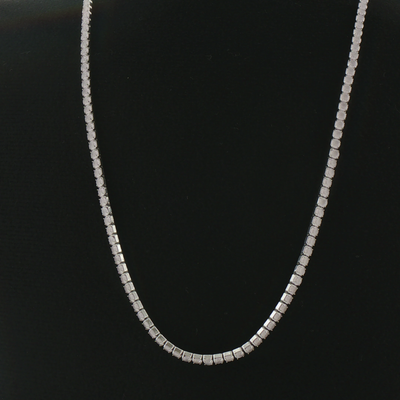 Silver Classic Pastel Pink Stone Tennis Necklace