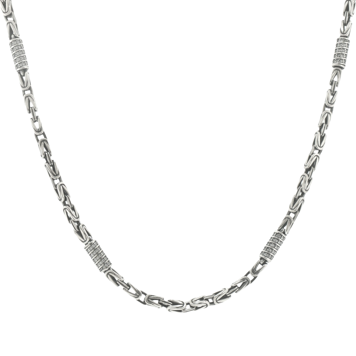 Silver Byzantine Stone Men Chain