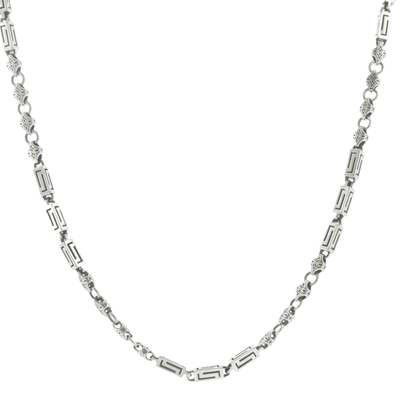Silver Greek Key Motif Link Men Chain