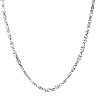 Silver Greek Key Motif Link Men Chain